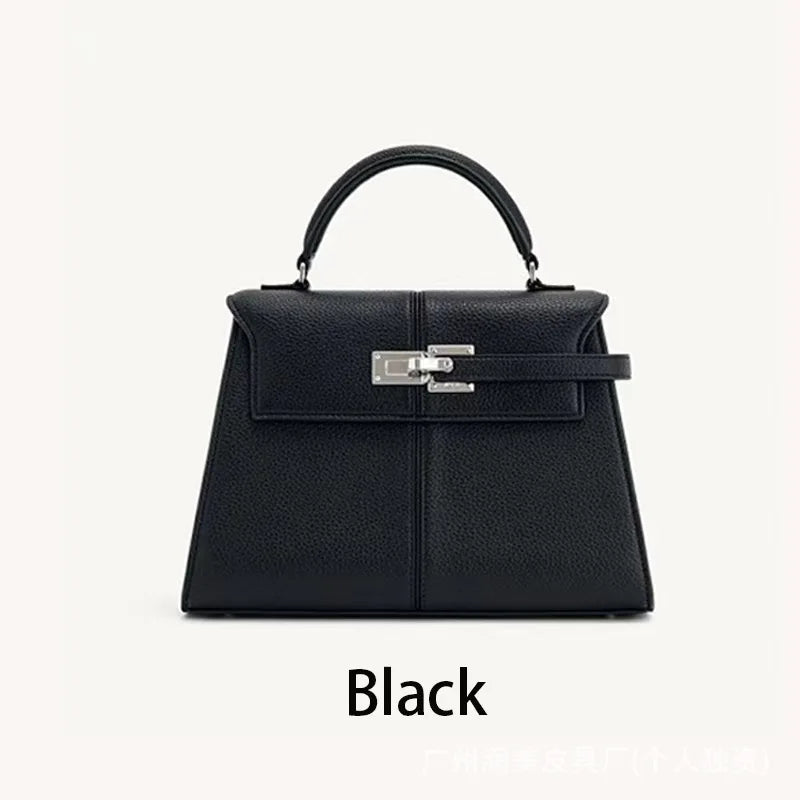 Genuine Leather Trapezoid Crossbody Bag