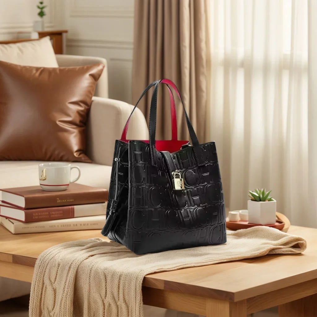 Classic PU Leather Bucket Tote Bag