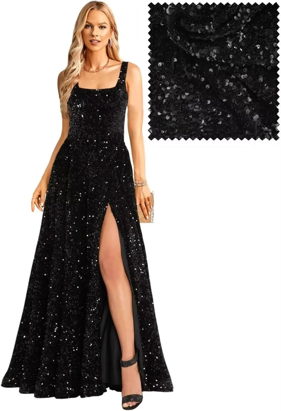 Elegant Women's Long A Line Prom Dresses with Pockets Formal Evening Ball Gowns with Sleeves Glitter Party Dress Elegant 2026