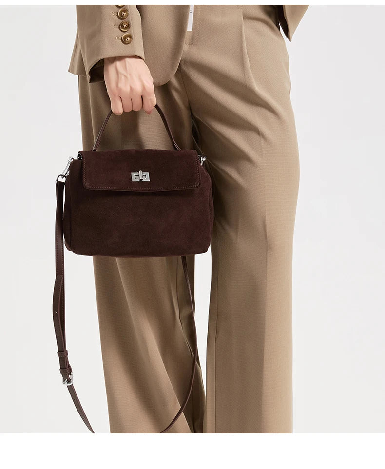 Natural Suede Leather Crossbody Bag