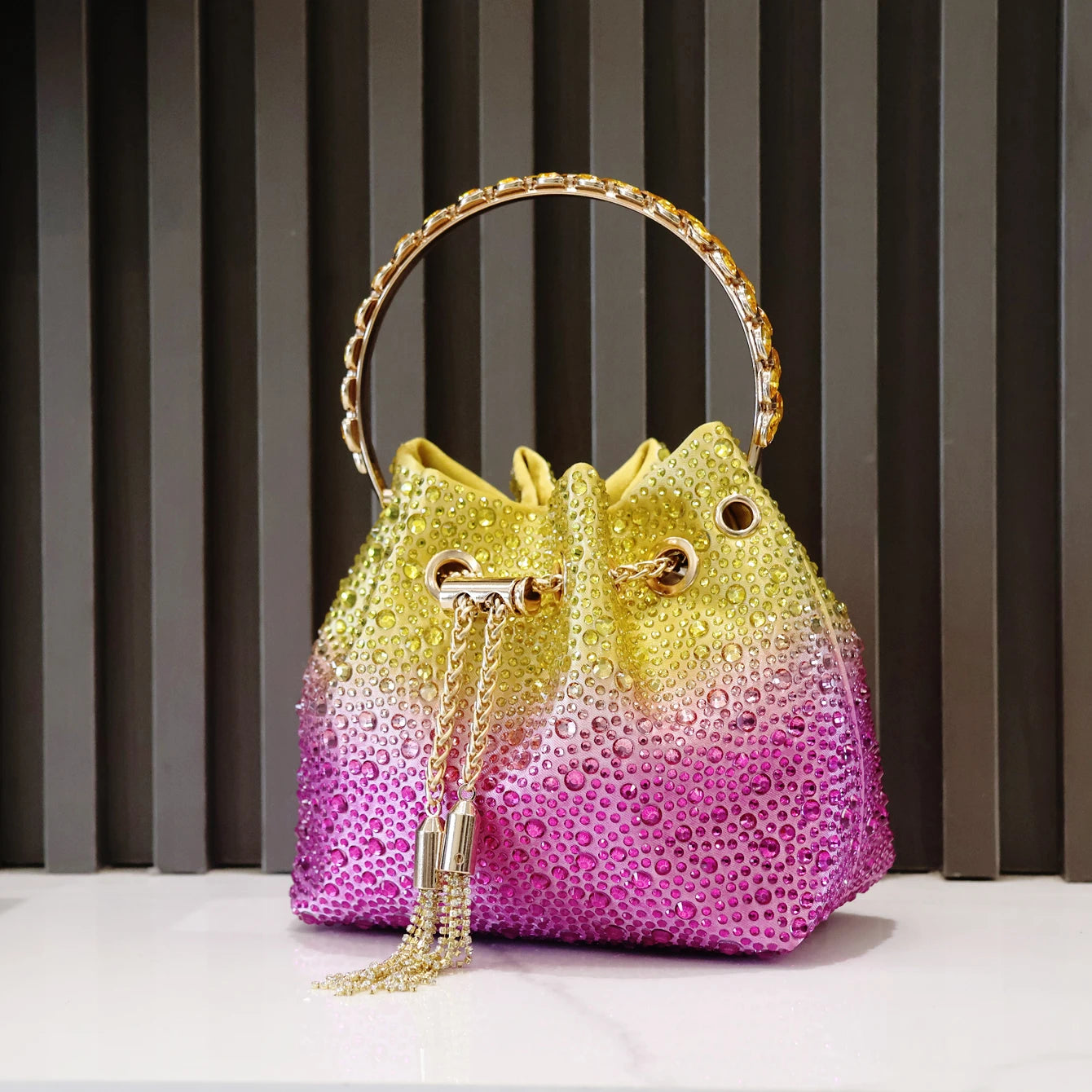 Crystal Handle Evening Clutch Bag
