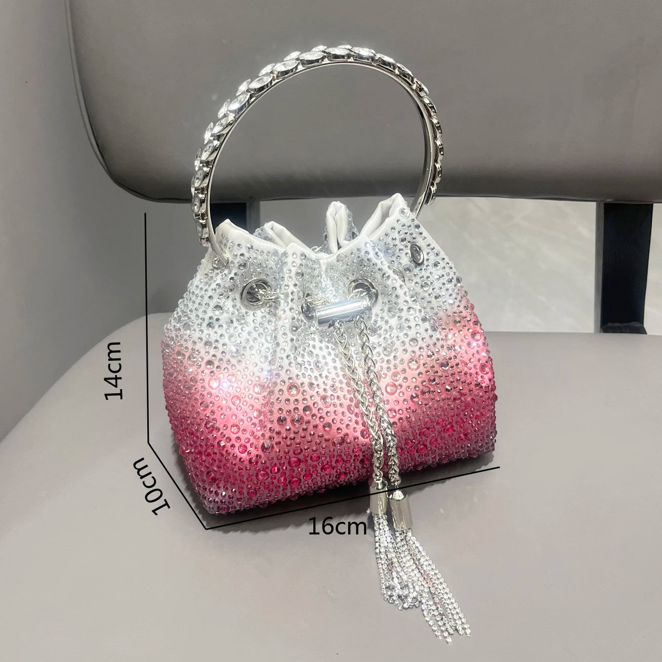 Crystal Handle Evening Clutch Bag