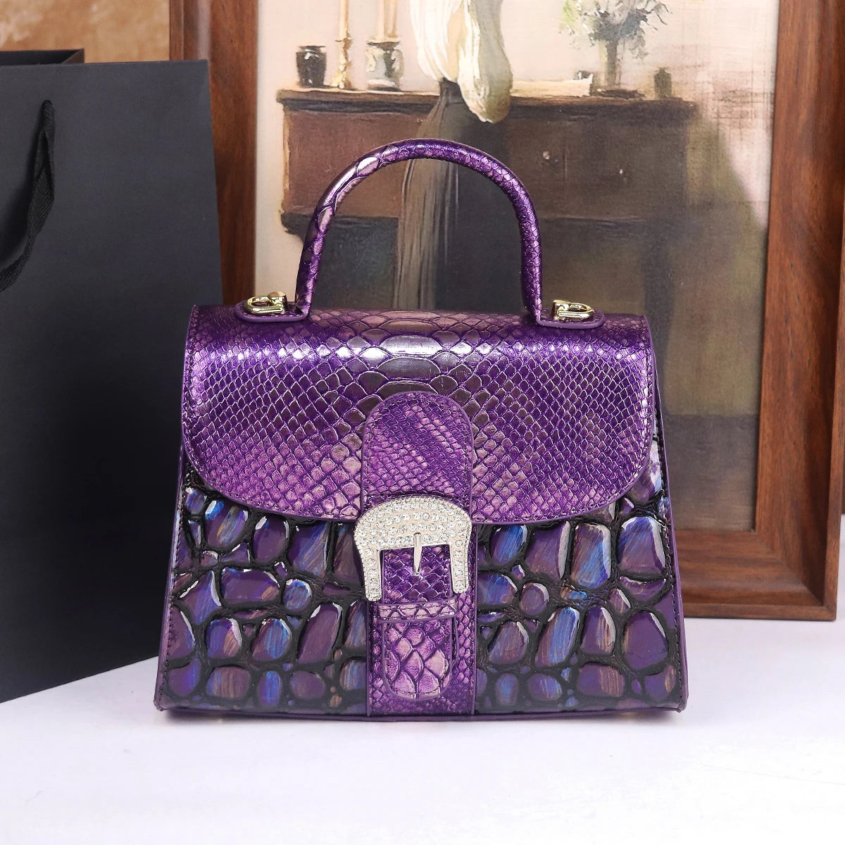 Stone-patterned handbag