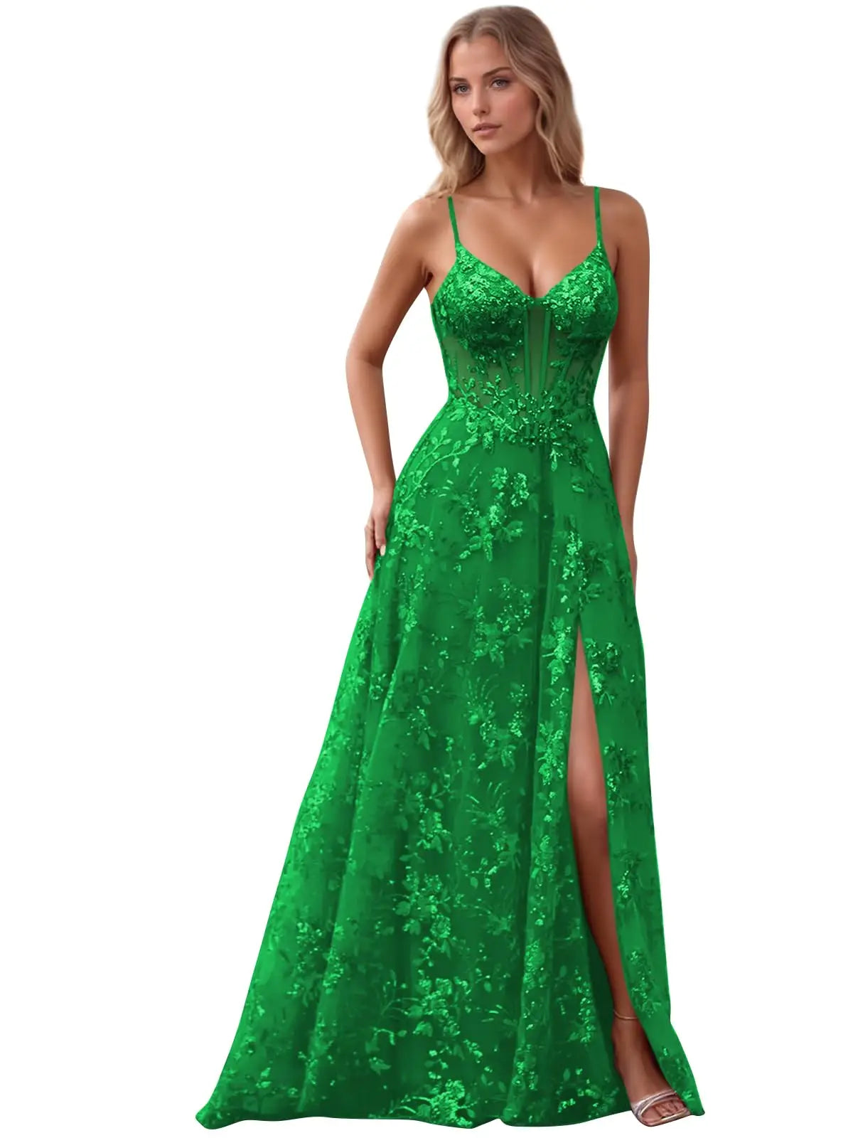 Spaghetti Strap Sequin Prom Dress