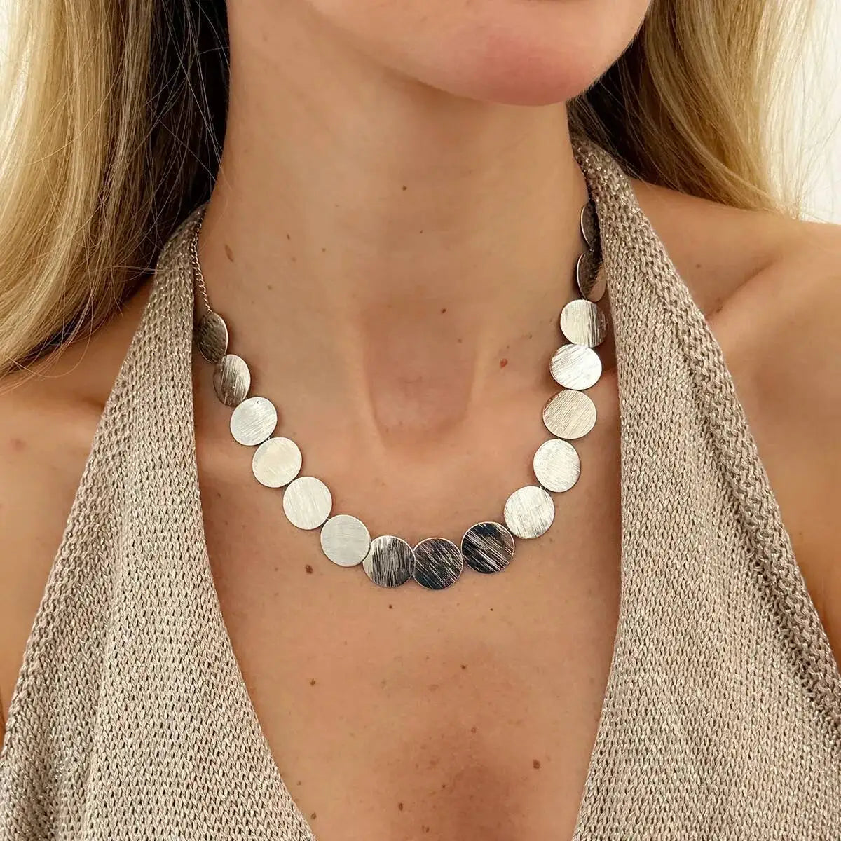 KunJoe Elegant Metal Sequins Chokers Necklaces