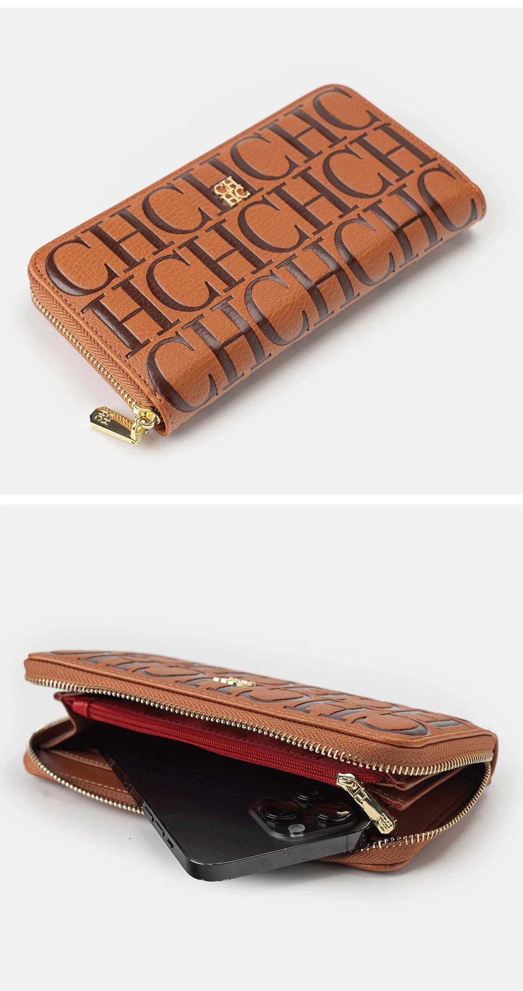 Embossed Zip Around Long Wallet