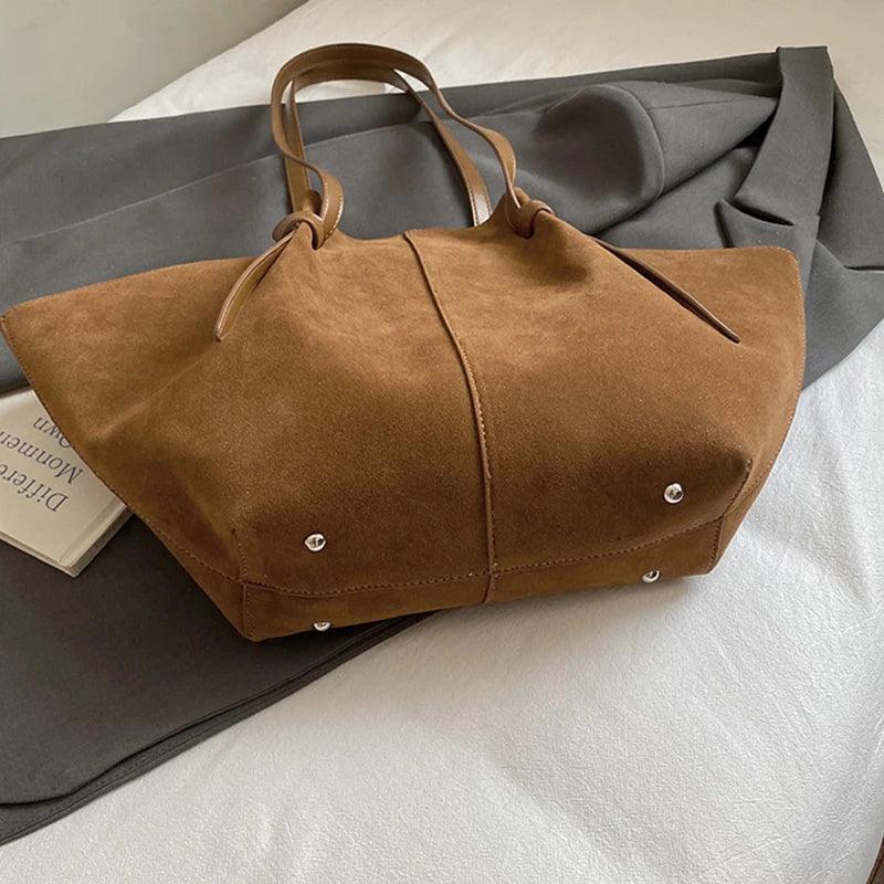 Suede Wing Tote Shoulder Bag