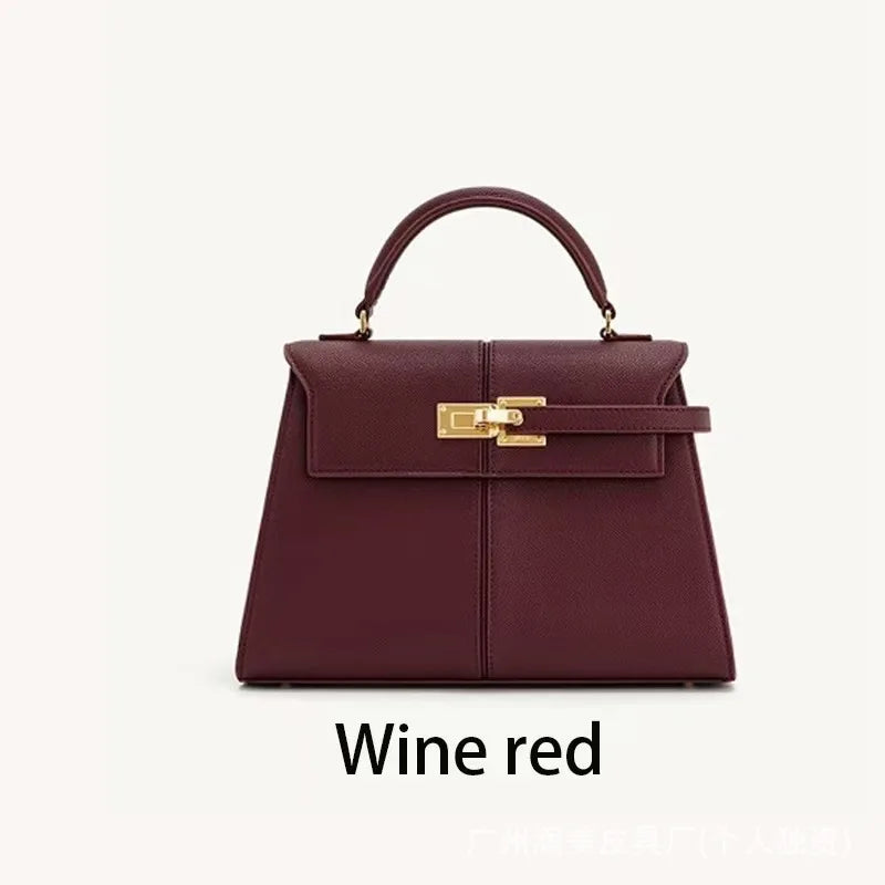 Genuine Leather Trapezoid Crossbody Bag