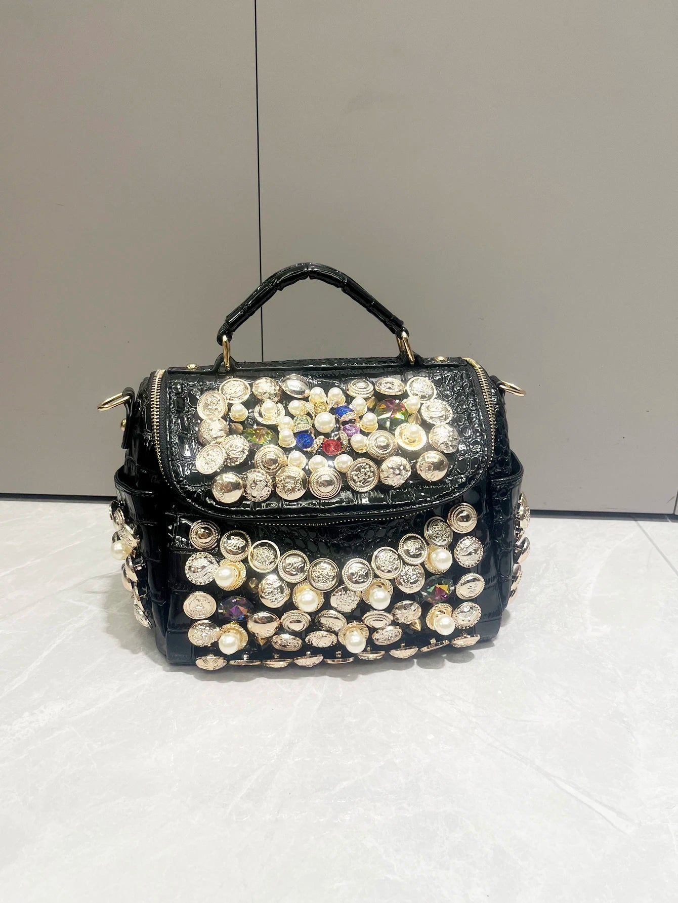 Luxury Black Handmade Bucket Shoulder Bag