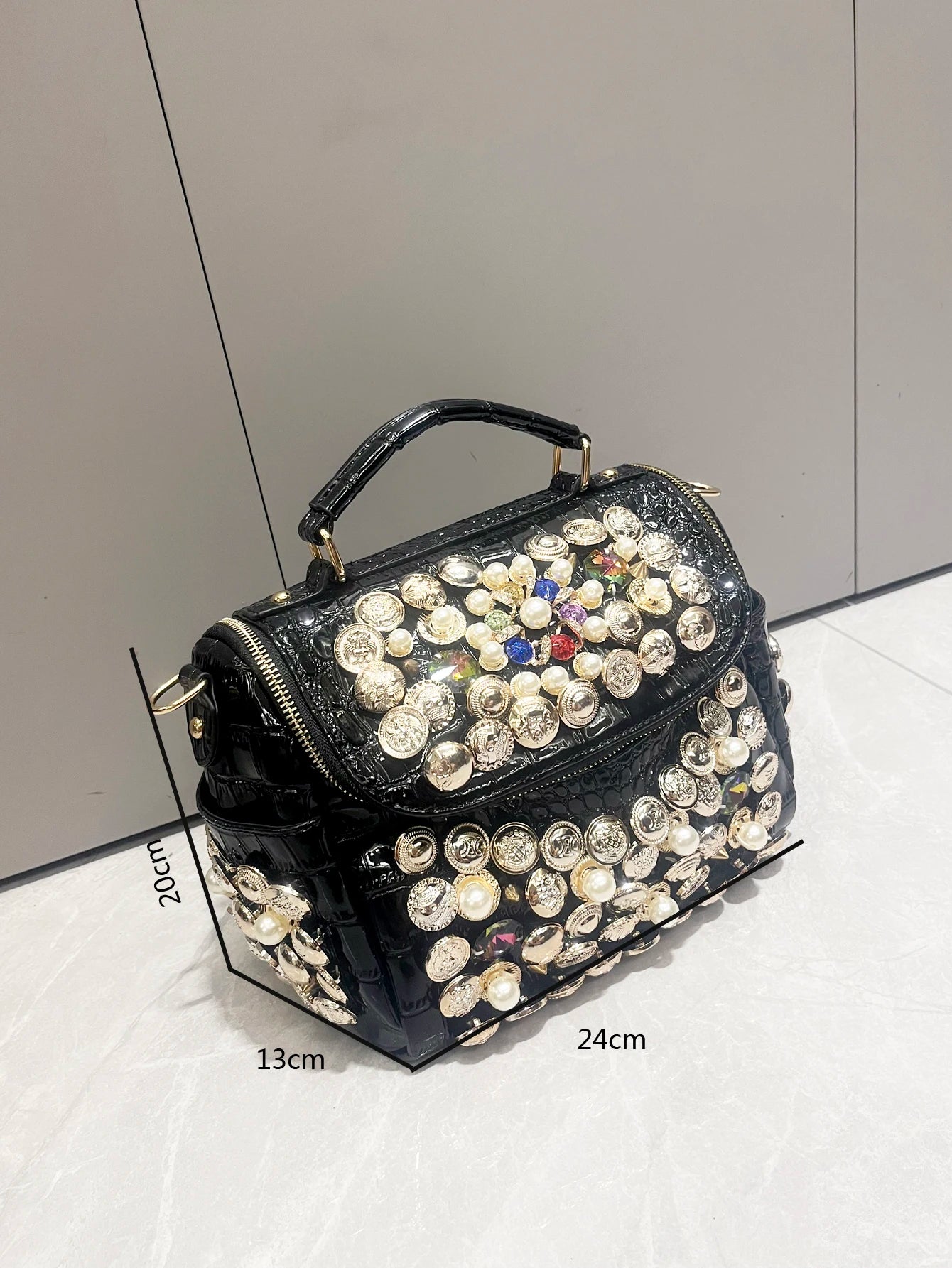 Luxury Black Handmade Bucket Shoulder Bag