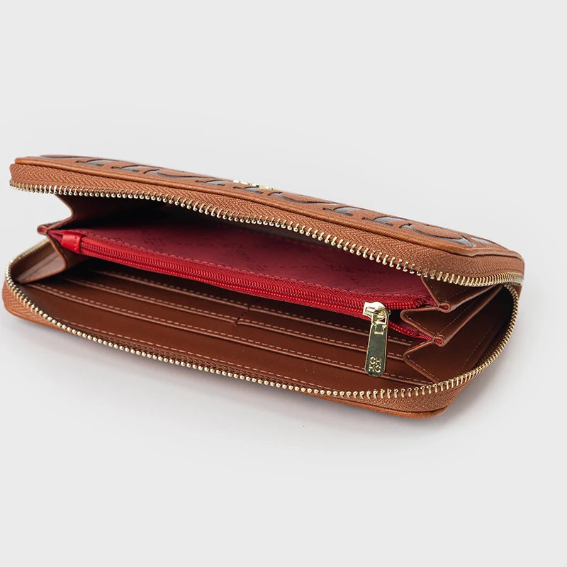Embossed Zip Around Long Wallet