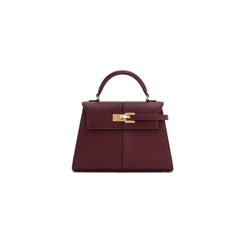 Genuine Leather Trapezoid Crossbody Bag
