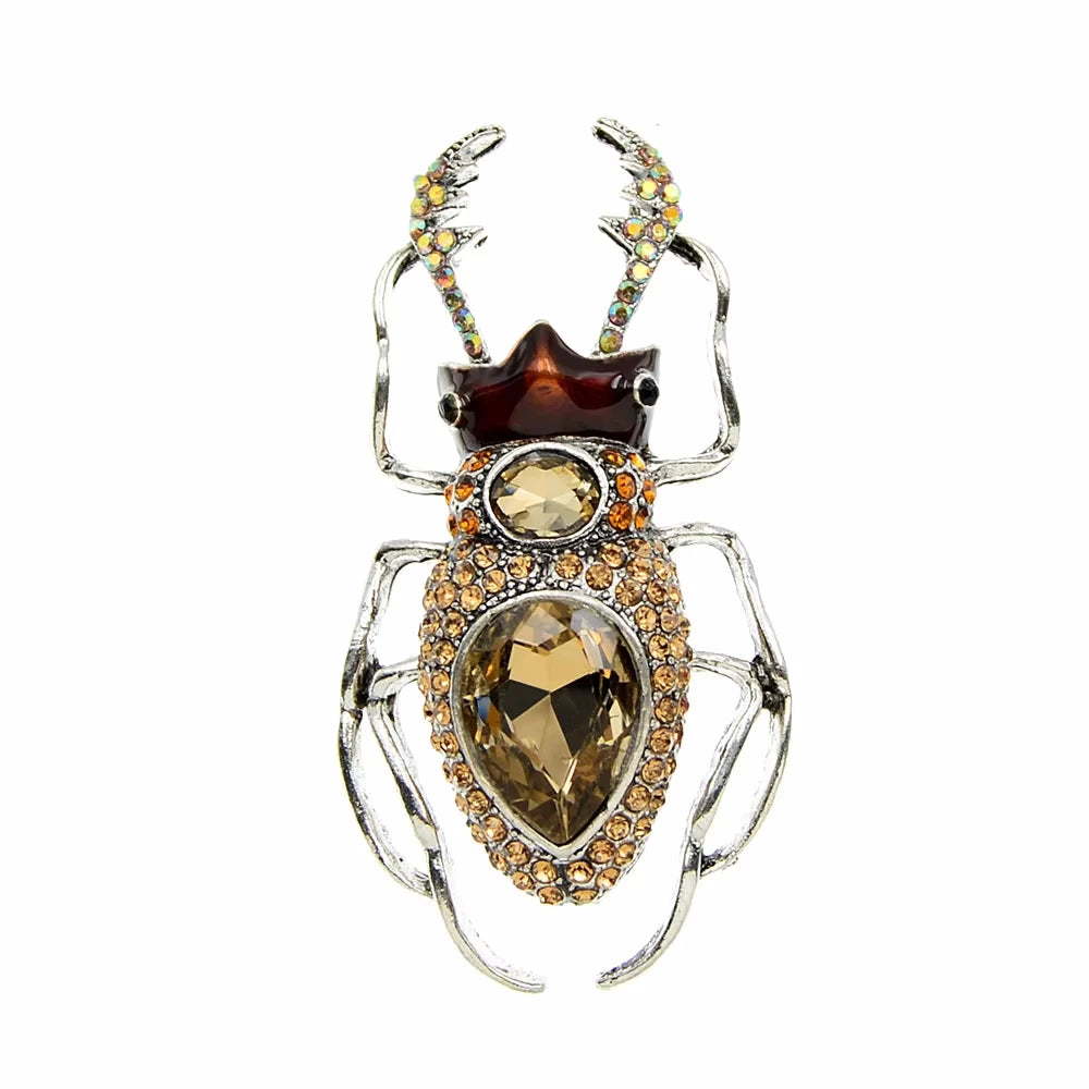 SKEDS Women Full Crystal Exquisite Beetle Brooch Badges Fashion Luxury High-end Elegant Lady Insect Pin Accessories