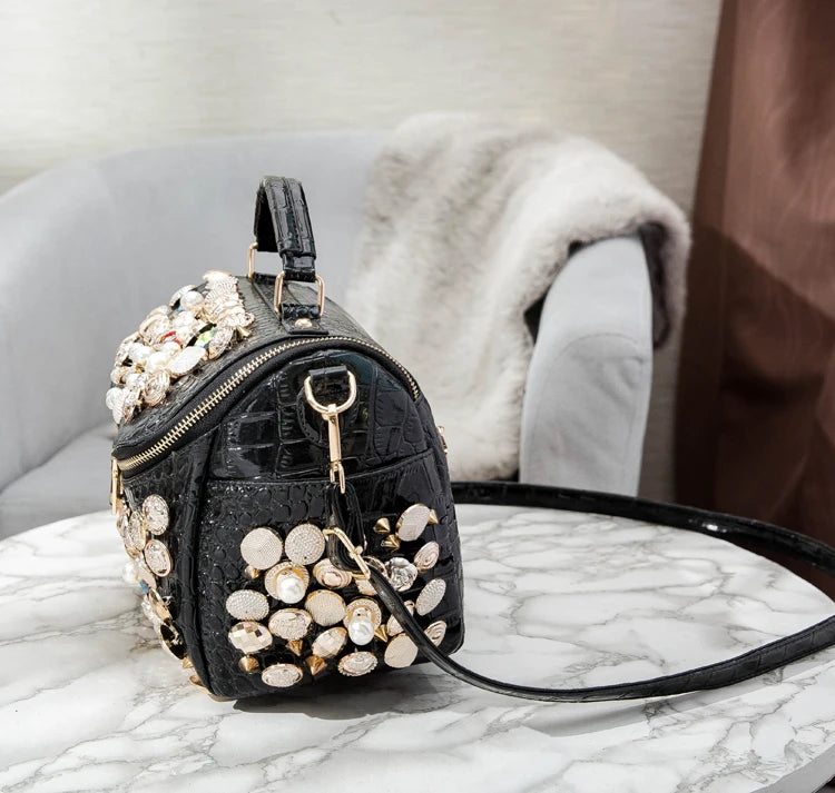 Luxury Black Handmade Bucket Shoulder Bag