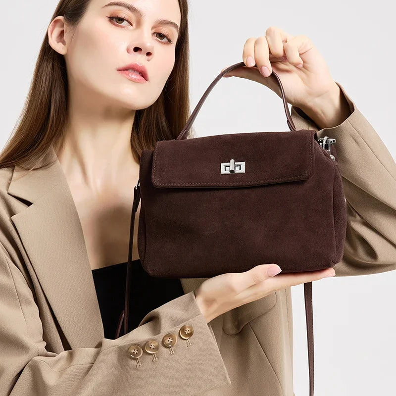 Natural Suede Leather Crossbody Bag