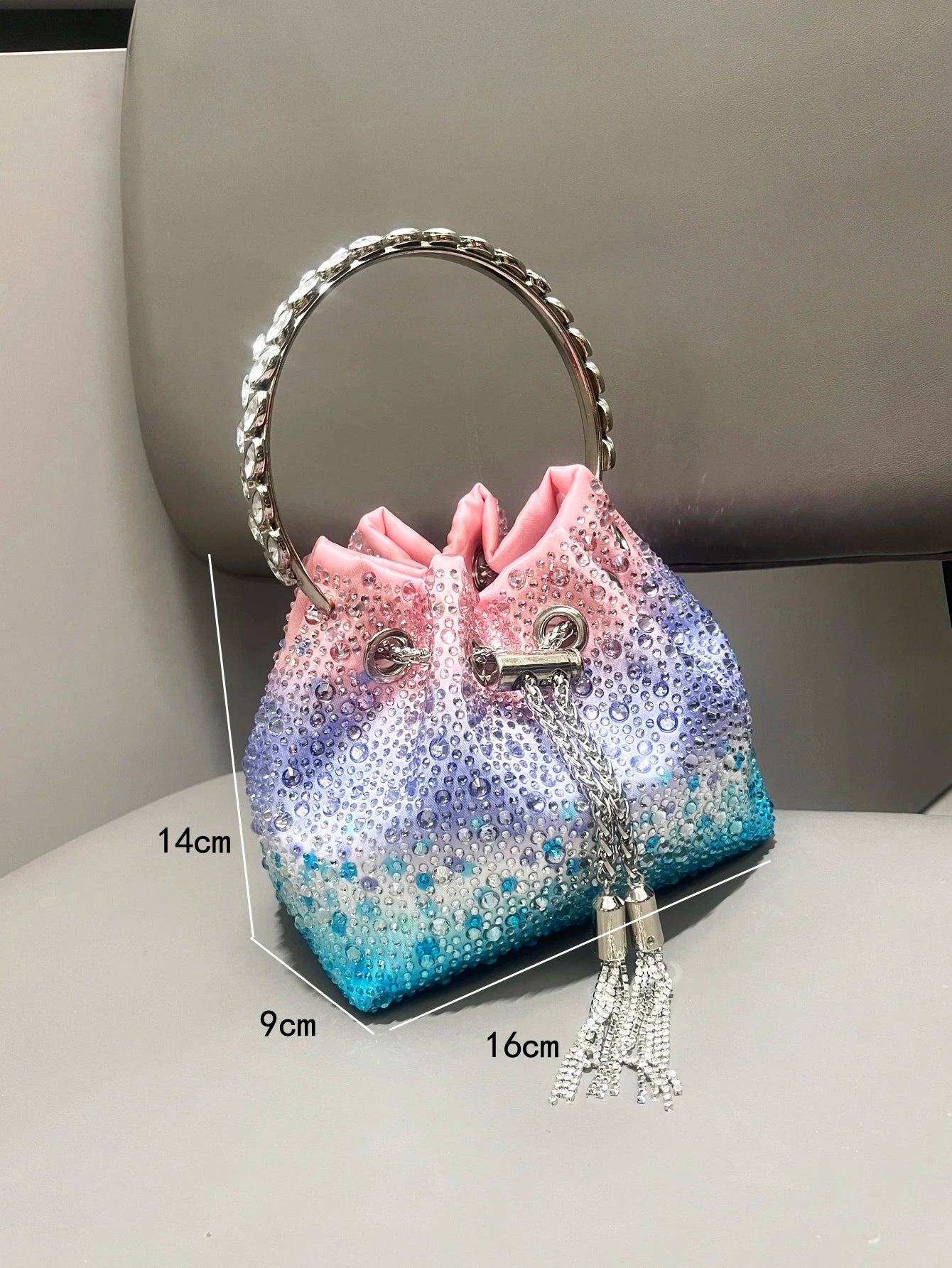 Crystal Handle Evening Clutch Bag