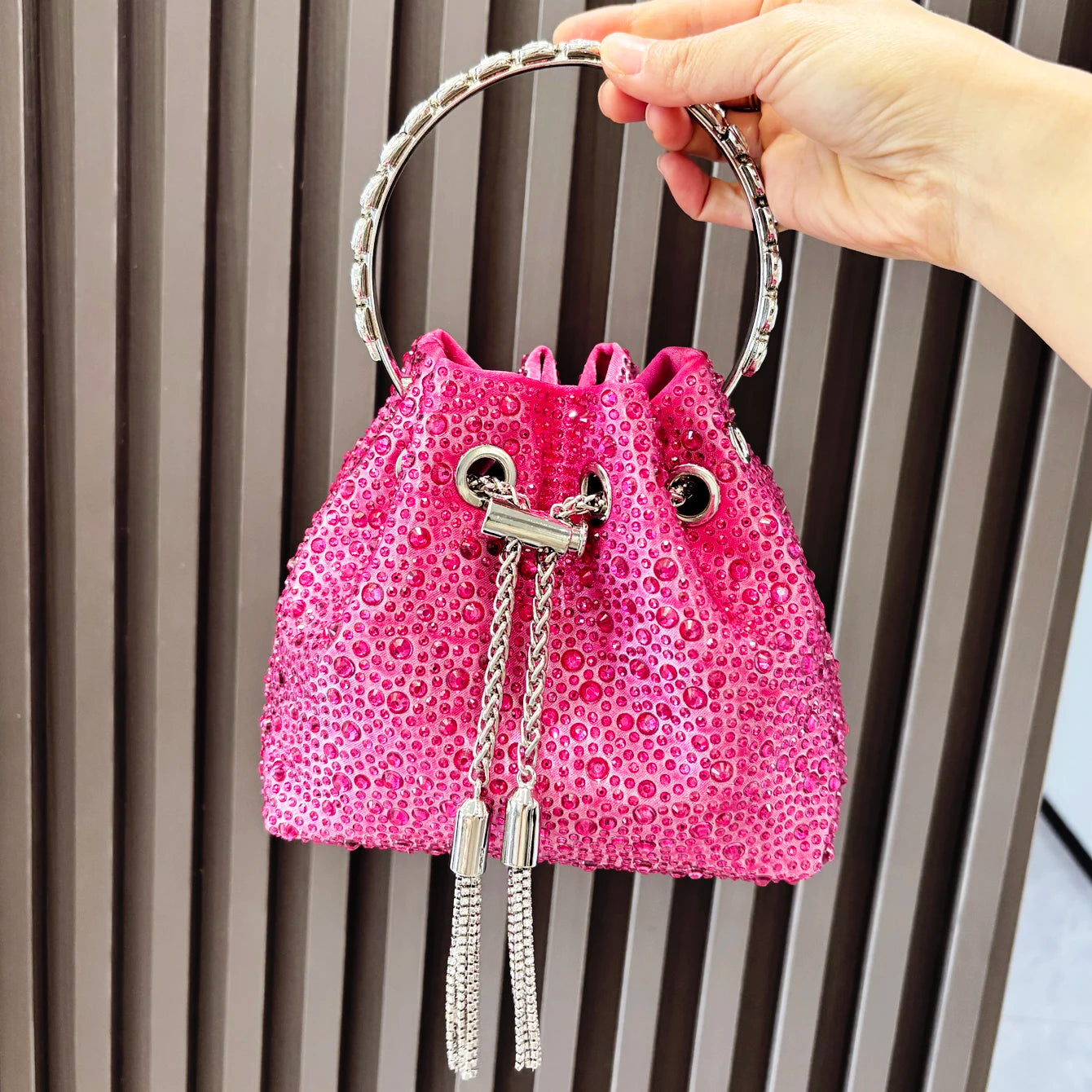 Crystal Handle Evening Clutch Bag