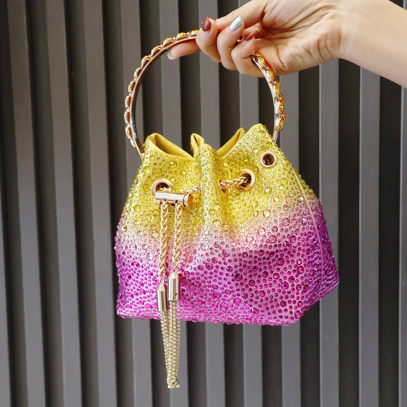Crystal Handle Evening Clutch Bag