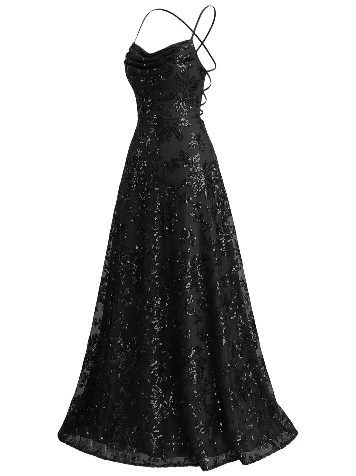 Lace Sequin A-Line Prom Dress
