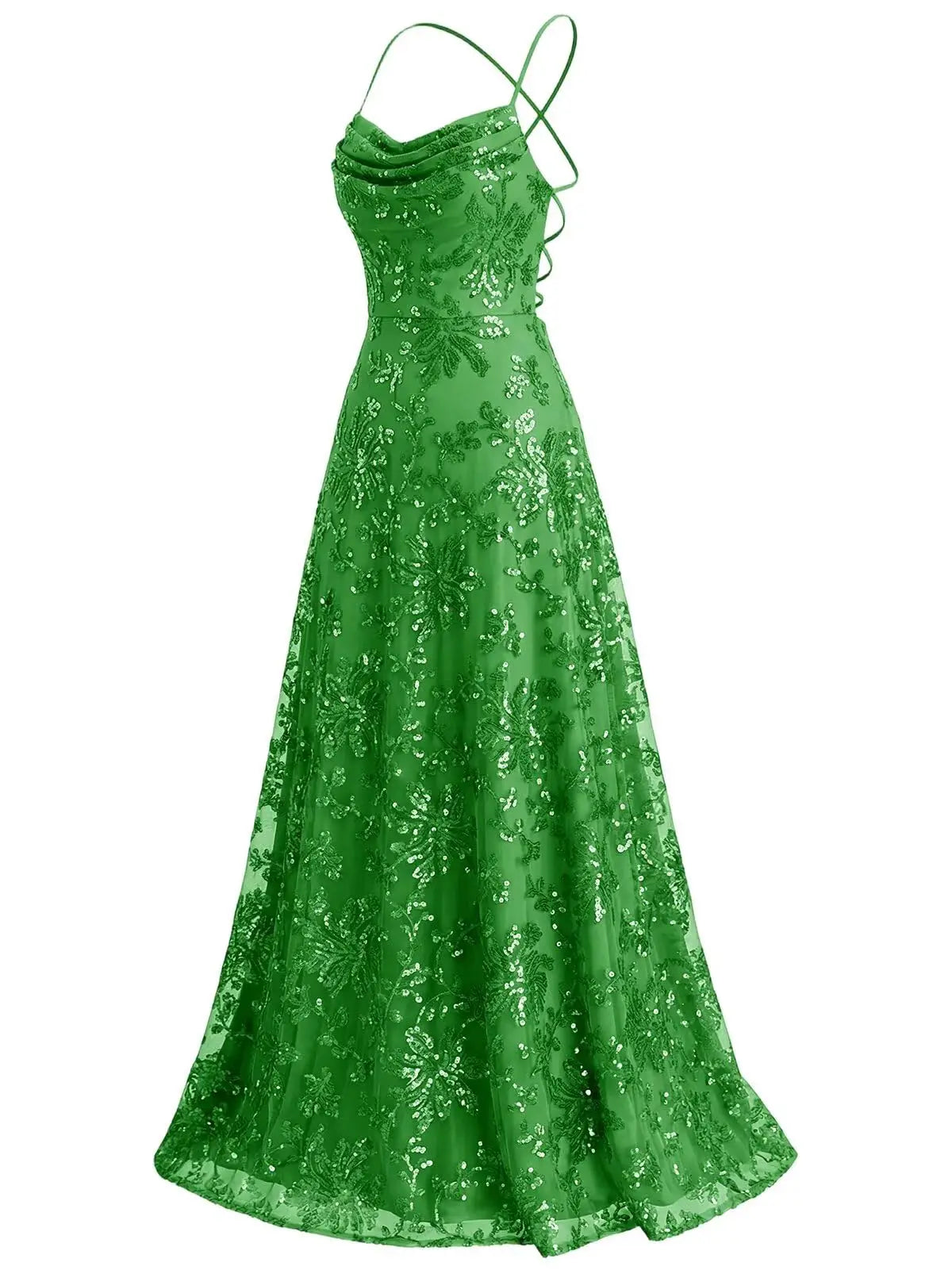 Lace Sequin A-Line Prom Dress