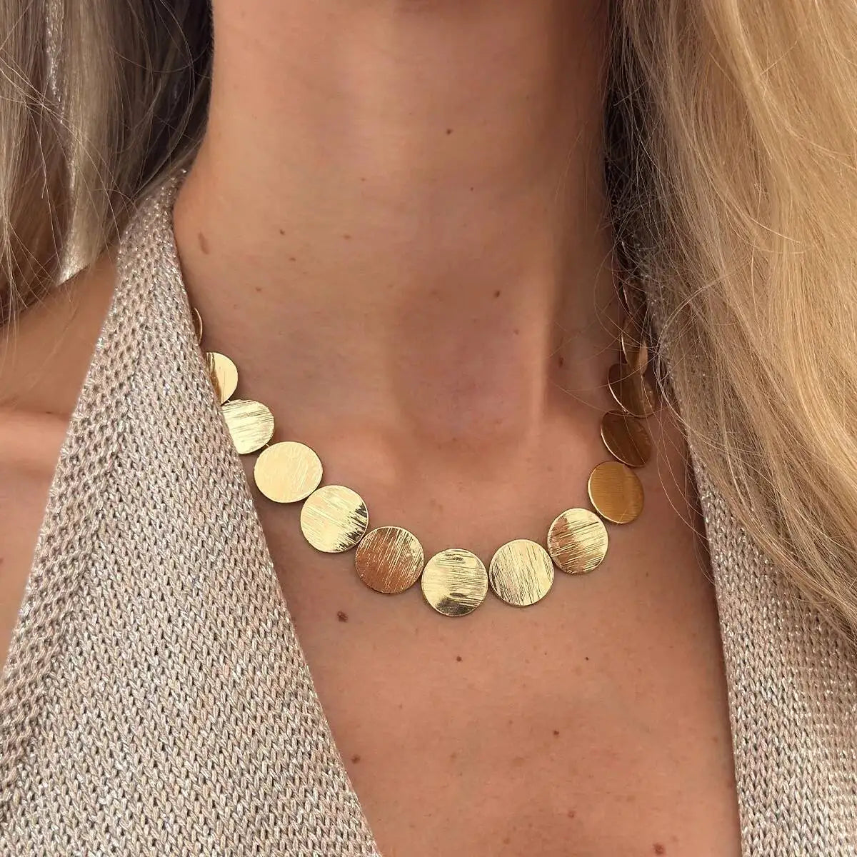 KunJoe Elegant Metal Sequins Chokers Necklaces