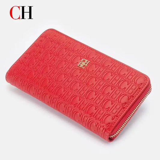 CH Women's Luxury Handbags Compact Wallet Minimalist Design with Embossed Initials Women's Coin Purse Portable Leather Wallet