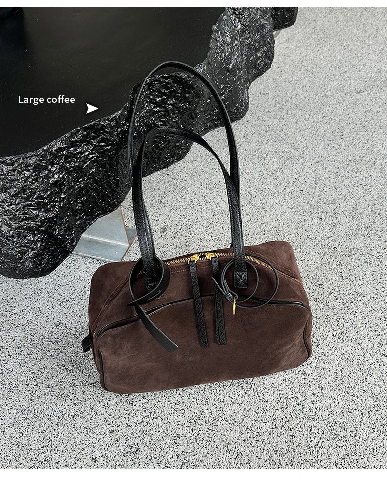 Genuine Leather Suede Tote Bag
