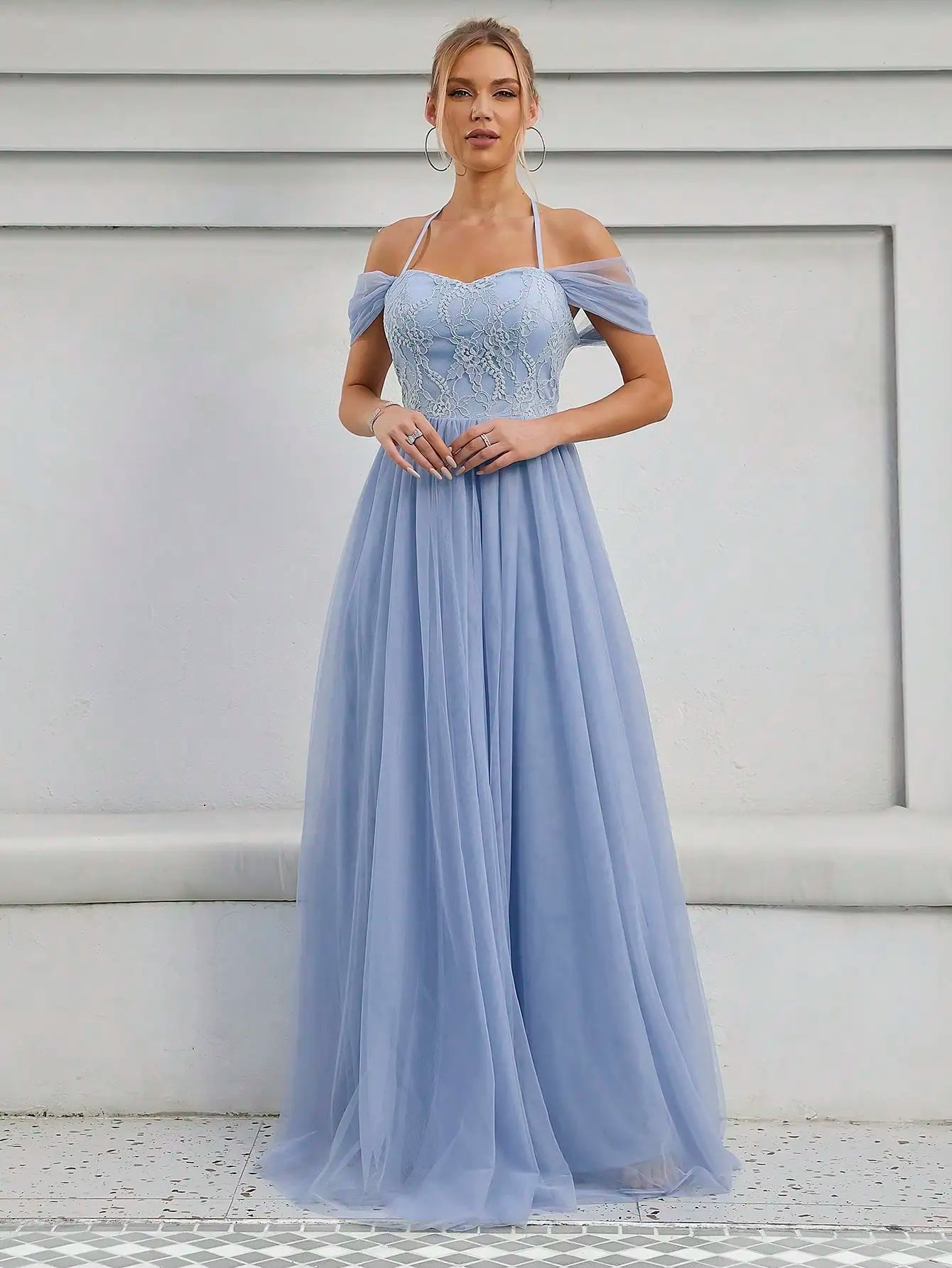 Lace Back Pleated Bridal Gown