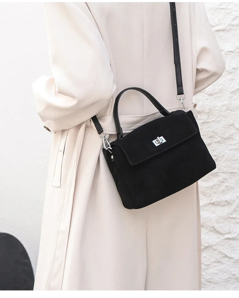 Natural Suede Leather Crossbody Bag