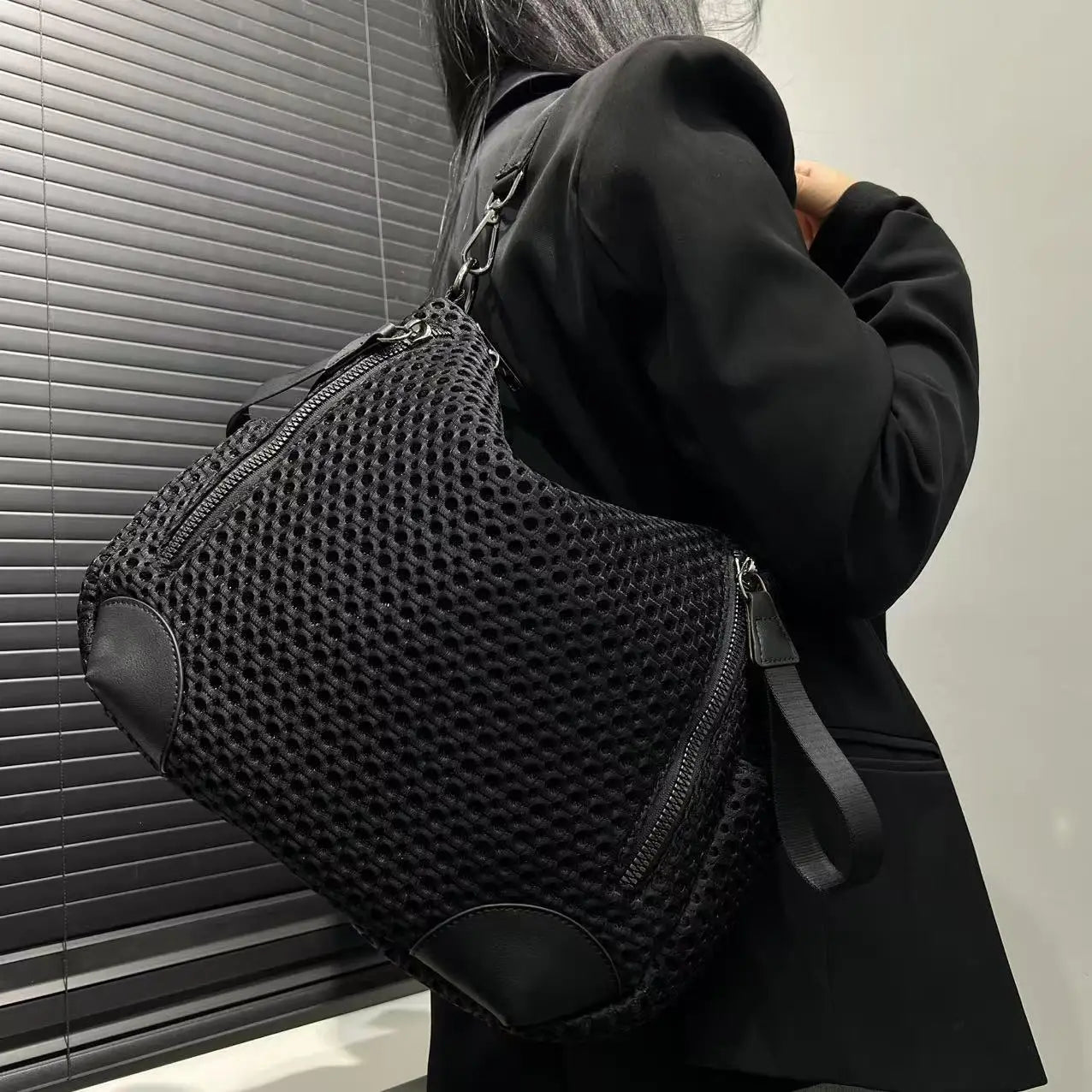Large Nylon Mesh Crossbody Bag