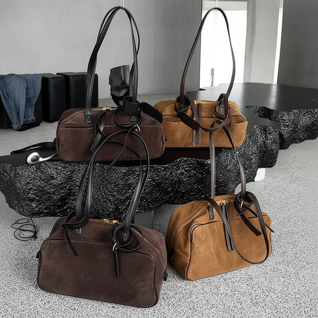 Genuine Leather Suede Tote Bag