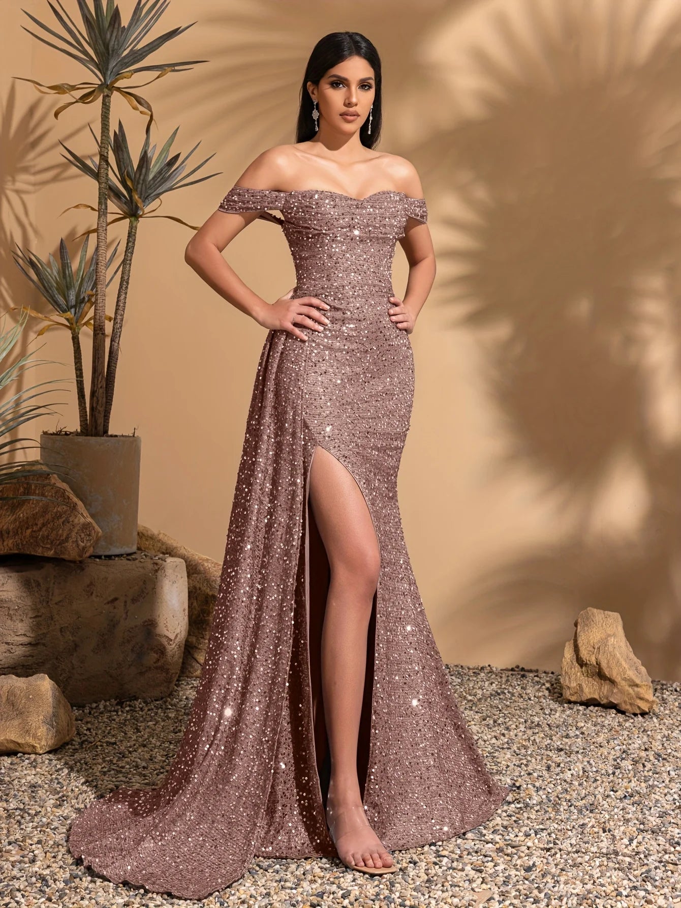Off Shoulder Pleated Party Dress