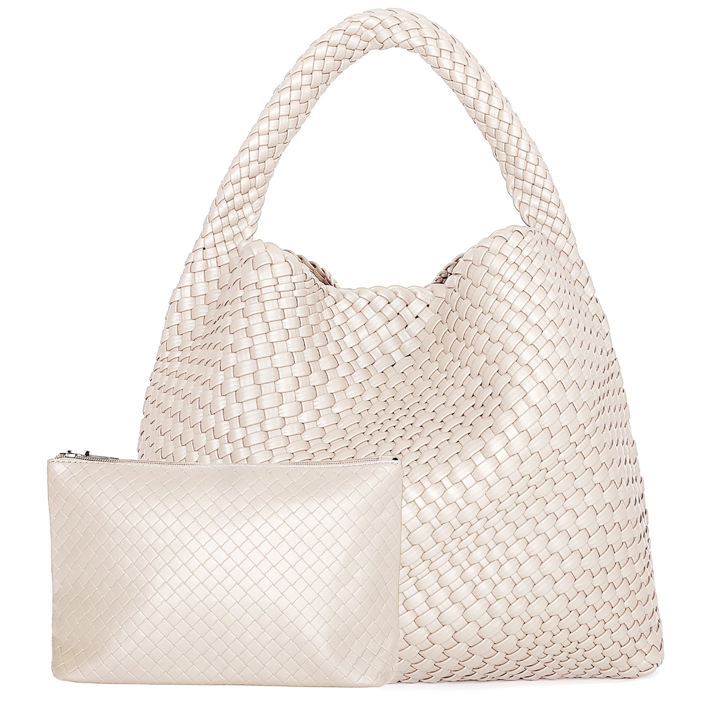 Soft Leather Woven Shopper Tote