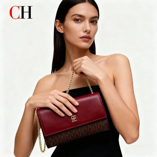 CH Exquisite Craftsmanship Women's Crossbody Bag Light Luxury Design Chain Bag Letter Elements Color Blocked Women's Chain Bag