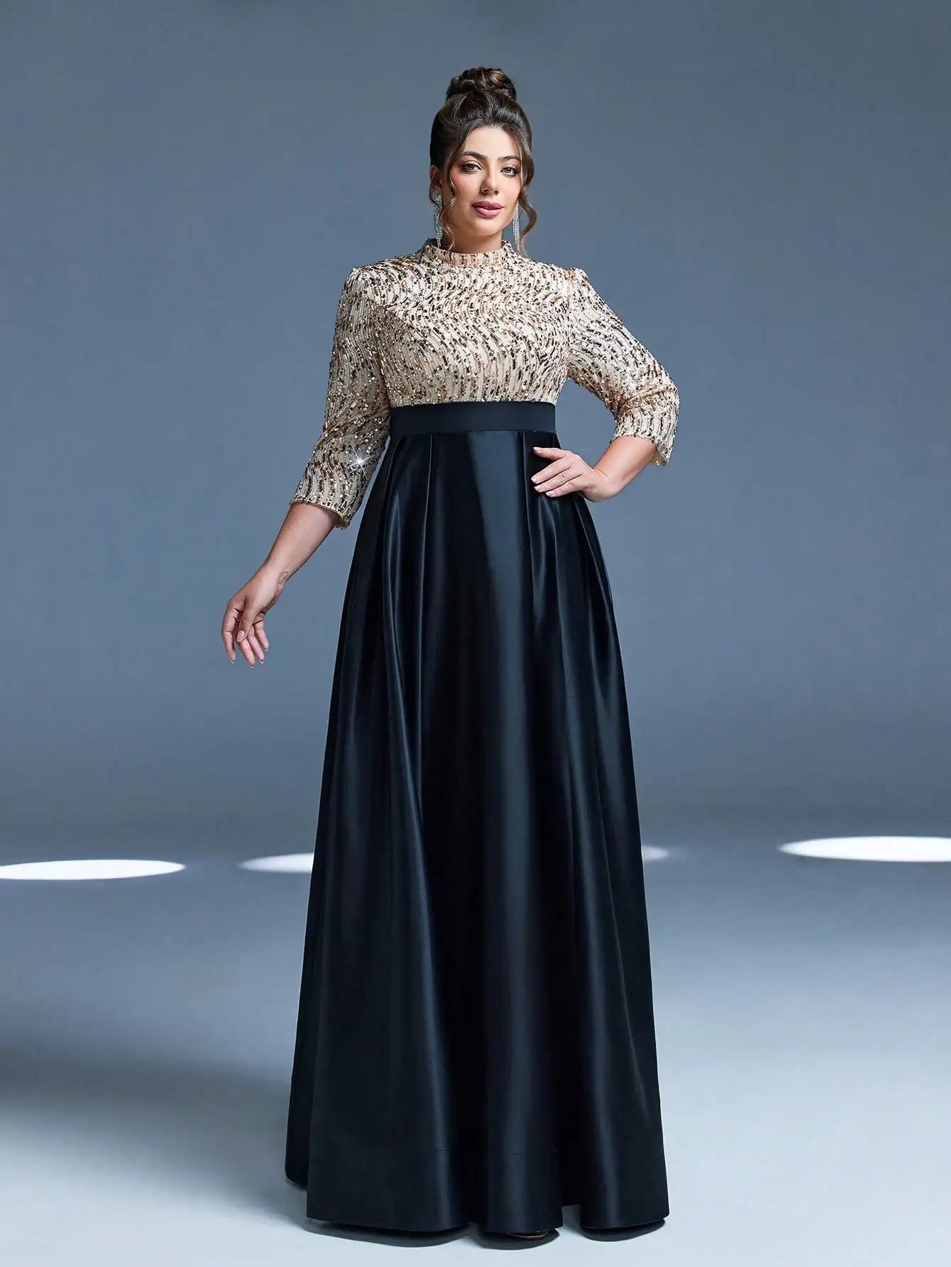High Neck Satin A-Line Evening Gown