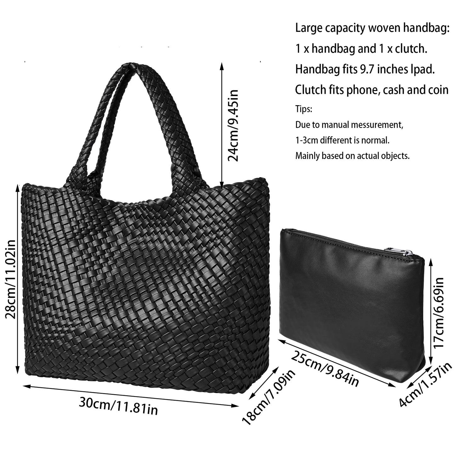 Vegan Leather Woven Tote Bag