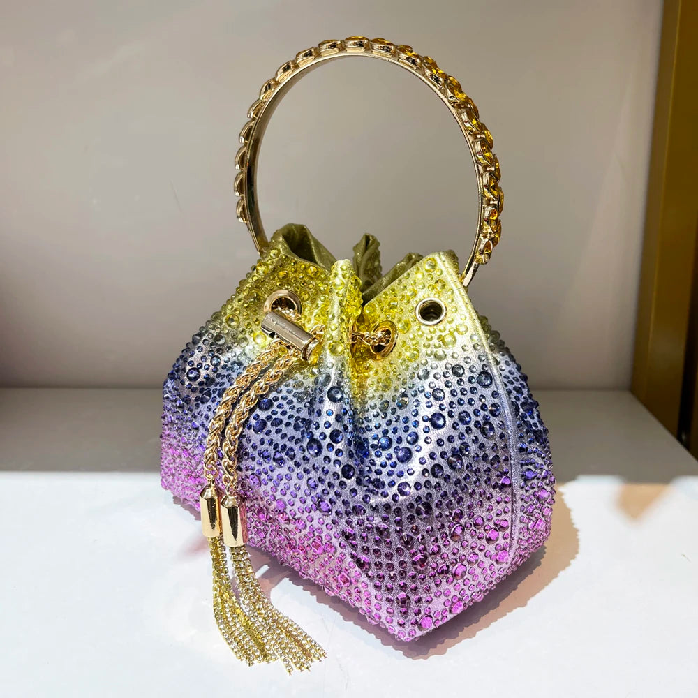 Crystal Handle Evening Clutch Bag