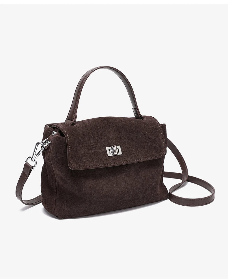 Natural Suede Leather Crossbody Bag