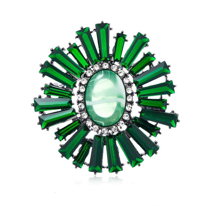 SKEDS Vintage Baroque Luxury Rhinestone Sun Flower Brooches Badges For Women Men Retro Palace Gorgeous Pins Jewelry