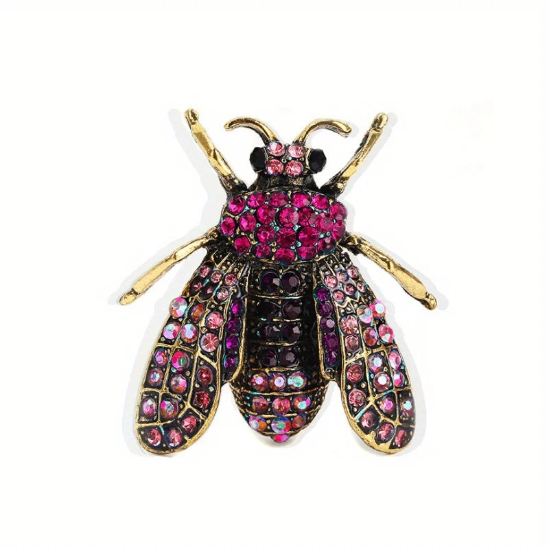 SKEDS Luxury Exaggerated Vintage Women Crystal Bee Brooch Pin Fashion Elegant Lady Exquisite Insect Rhinestone Badges