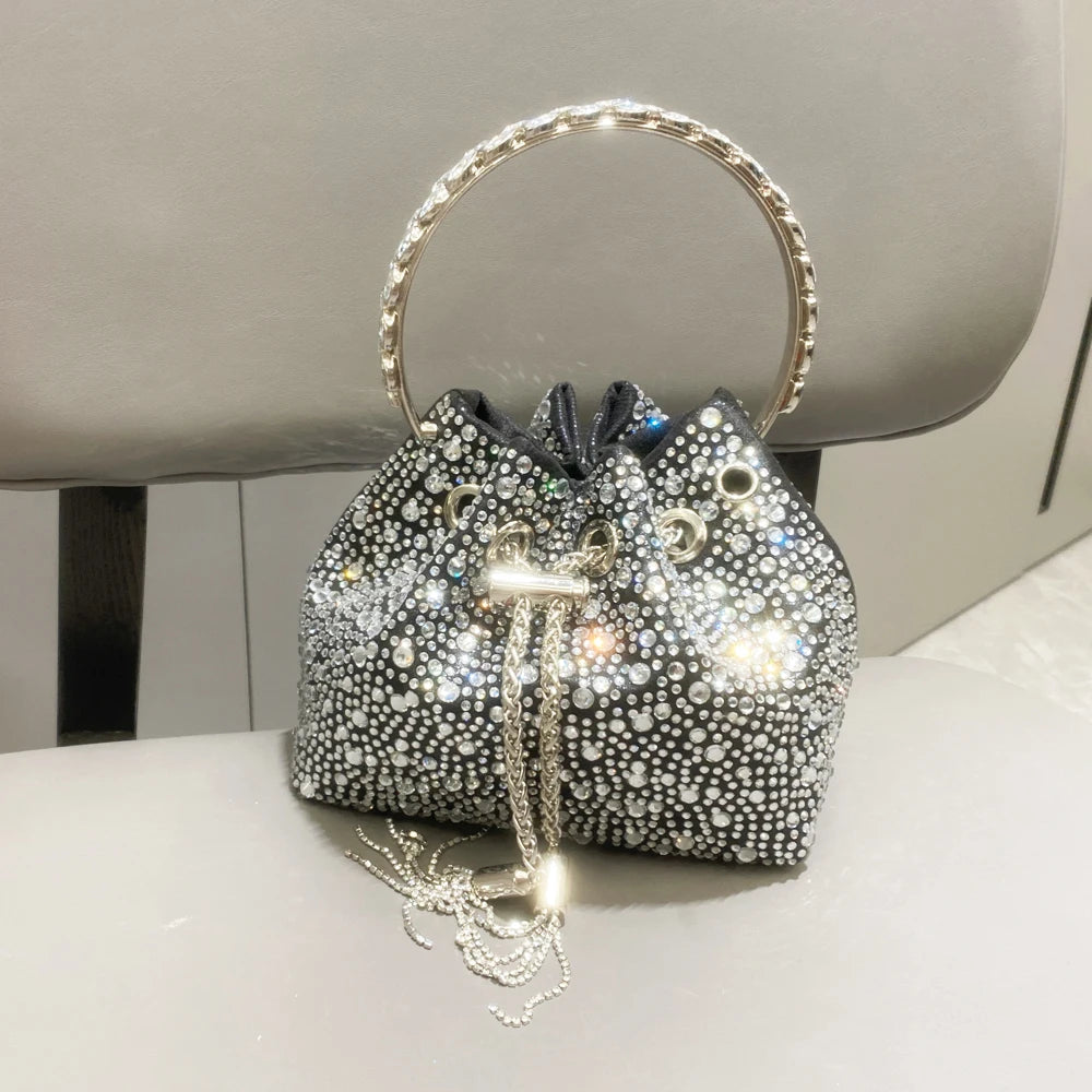 Crystal Handle Evening Clutch Bag