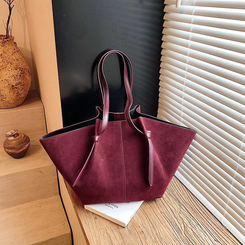 Suede Wing Tote Shoulder Bag