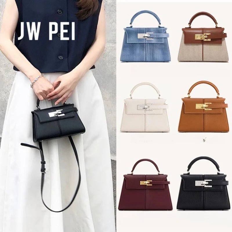 Genuine Leather Trapezoid Crossbody Bag