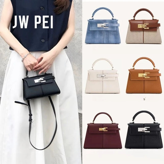 Genuine Leather Trapezoid Crossbody Bag
