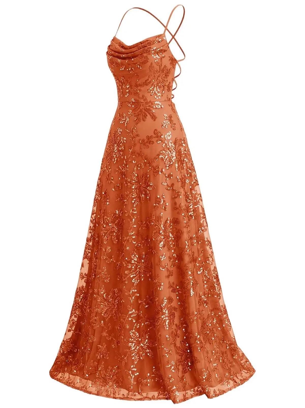 Lace Sequin A-Line Prom Dress