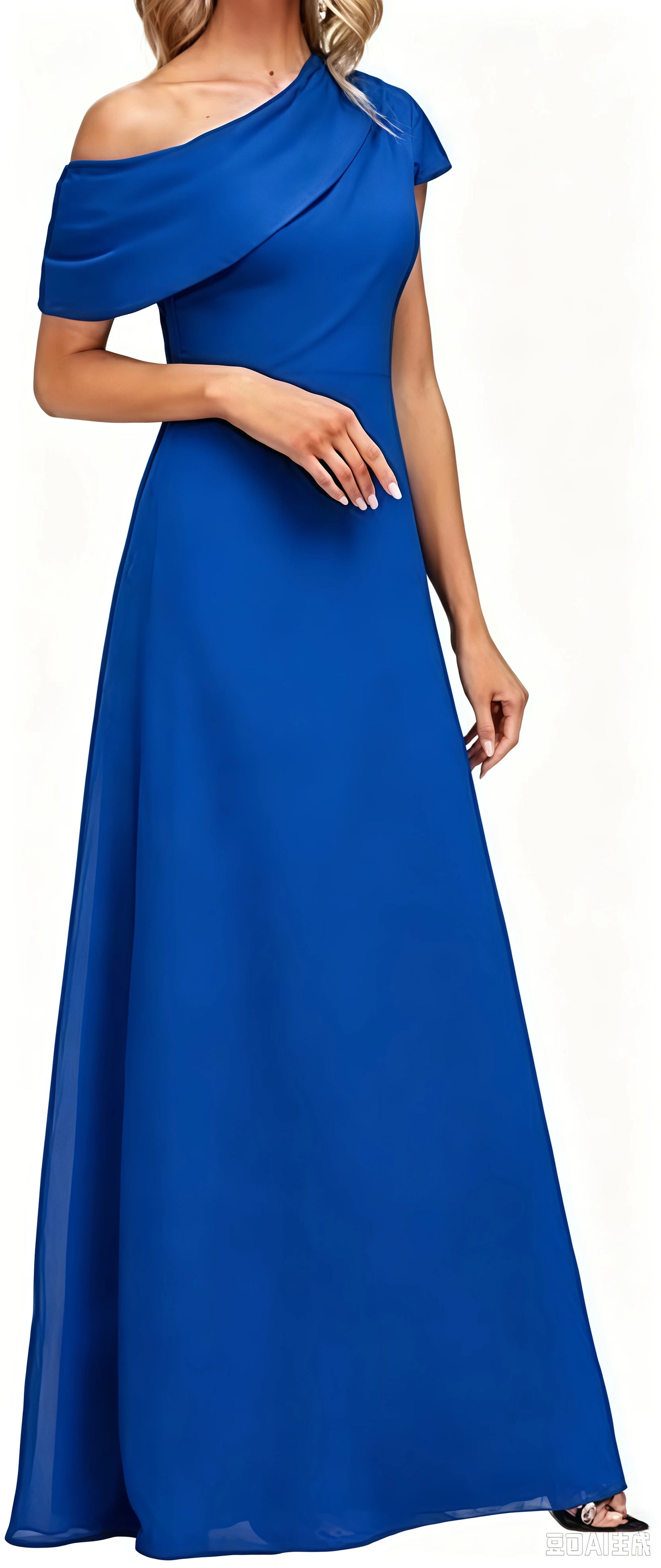 Women's Formal Mother of The Bride Dress Long Floor Length One Shoulder Evening Gown for Wedding Party Cocktail Garden Prom Ball