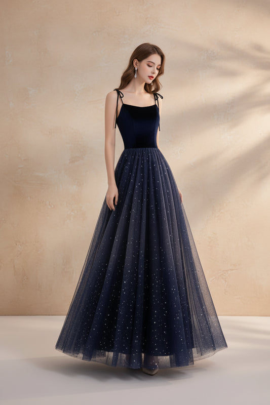 Velvet Banquet Tulle Evening Dress Feminine Temperament Suspender Prom Dresses Formal Dress Women Elegant Dress Party