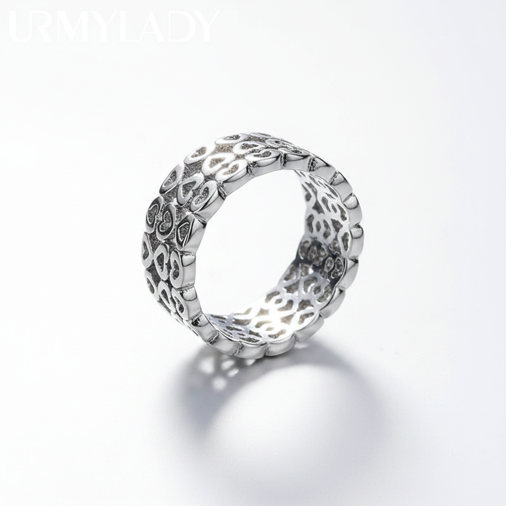 URMYLADY 925 Sterling Silver Hollow Heart 7-10# Ring For Women Wedding Charm Engagement Fashion Jewelry