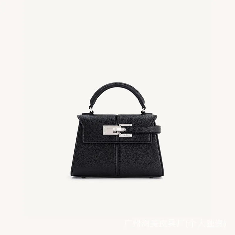 Genuine Leather Trapezoid Crossbody Bag