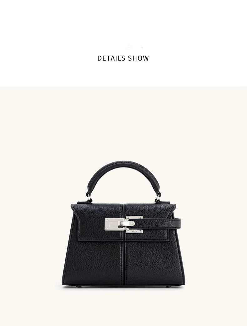 Genuine Leather Trapezoid Crossbody Bag